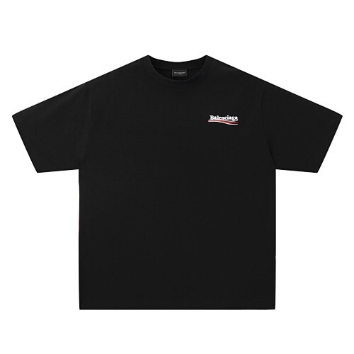Balenciagaアルファベット刺繍入り カジュアルルーズシルエット クルーネック ユニセックス半袖 T シャツ