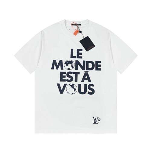 LOUIS VUITTON クラシックなプリント入りコットンクルーネックTシャツ