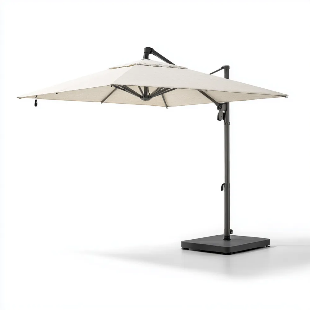 ガーデンパラソル 300cm x 300cm x 250cm オフホワイト - 調整可能なアルミニウム構造