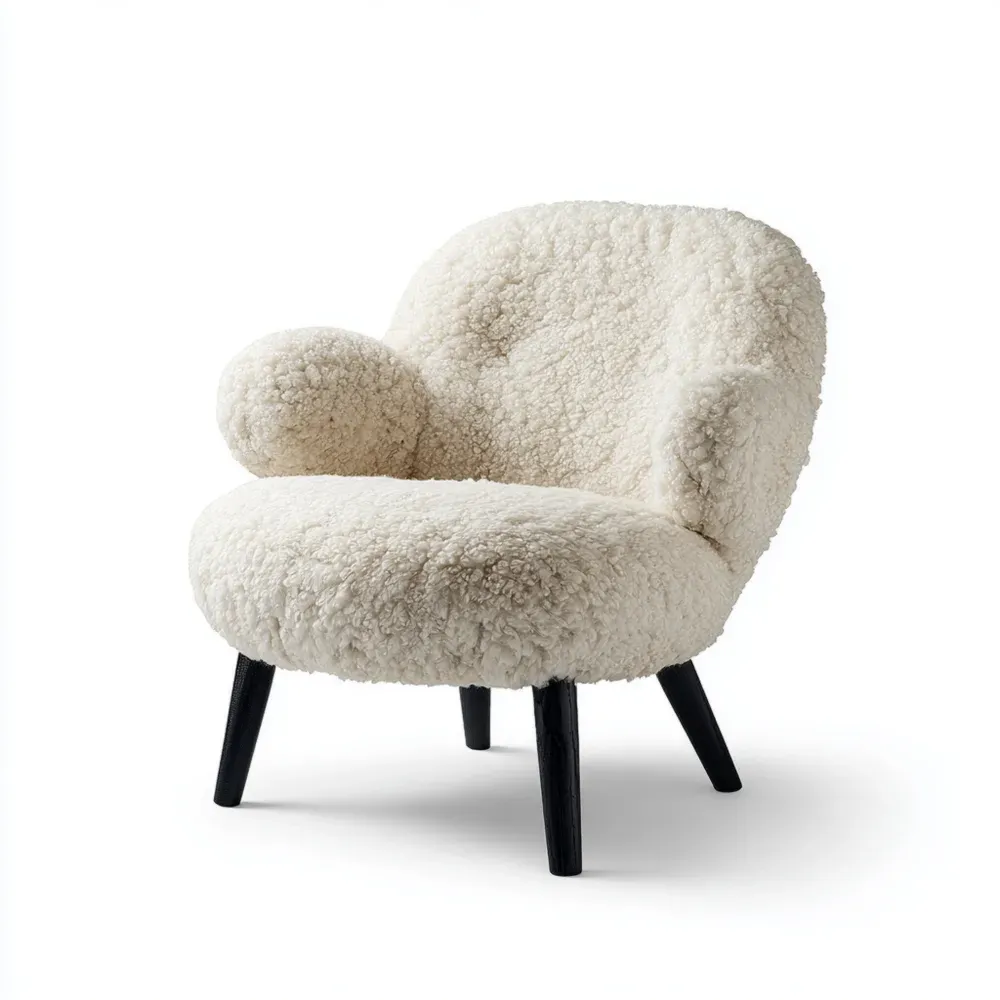 アームチェア シープスキン 70x60x80 cm – ホワイト – モダンスタイル
