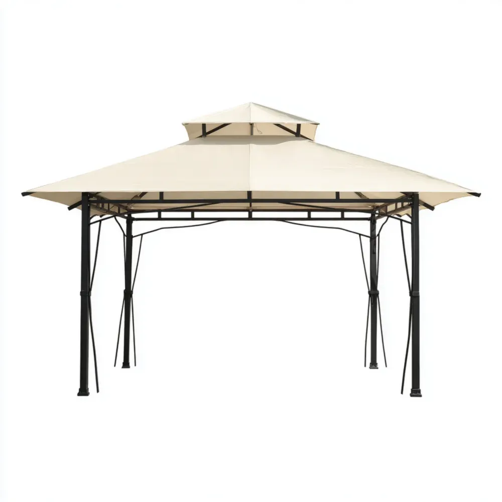 ガゼボ スチール製 300x300x270 cm ベージュ キャンプ・パーティ用