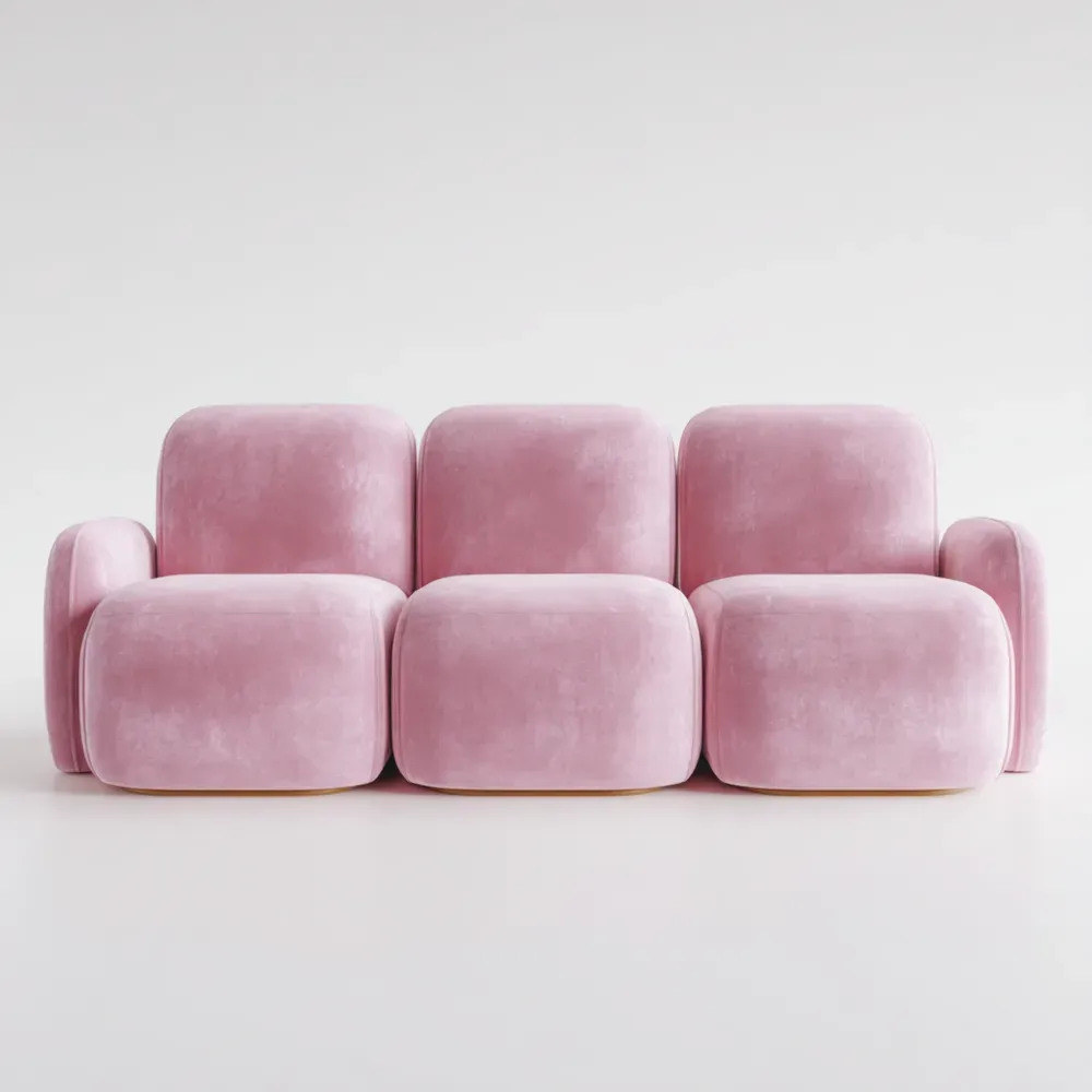 3人掛けソファ ベロア 200x100x90 cm – ピンク – ミニマルデザイン