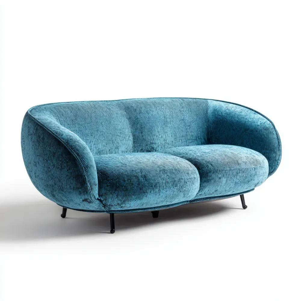 モダンソファ コーデュロイ 幅180x奥行90x高さ75cm ブルー
