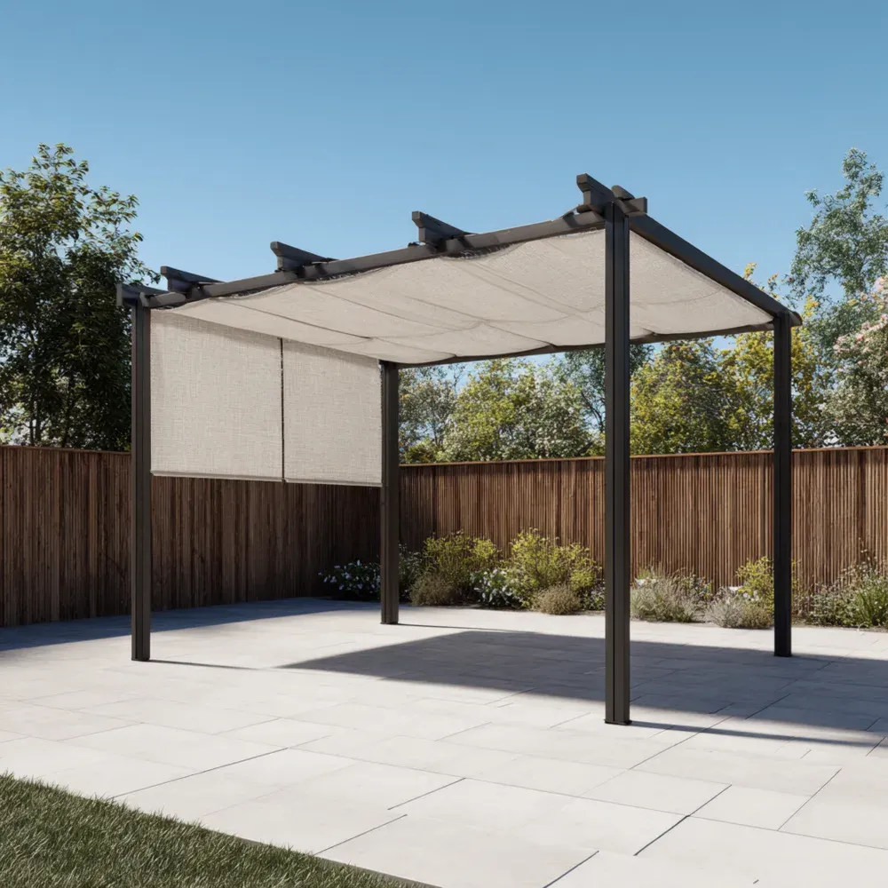 パーゴラ UVカット 屋外 350x300x250 cm - ベージュ - モダンデザイン