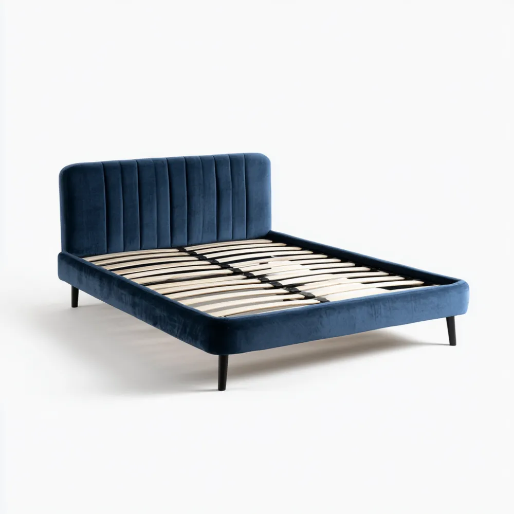 ベッドフレーム 140x200x40 cm – ダークブルー – モダンスタイル