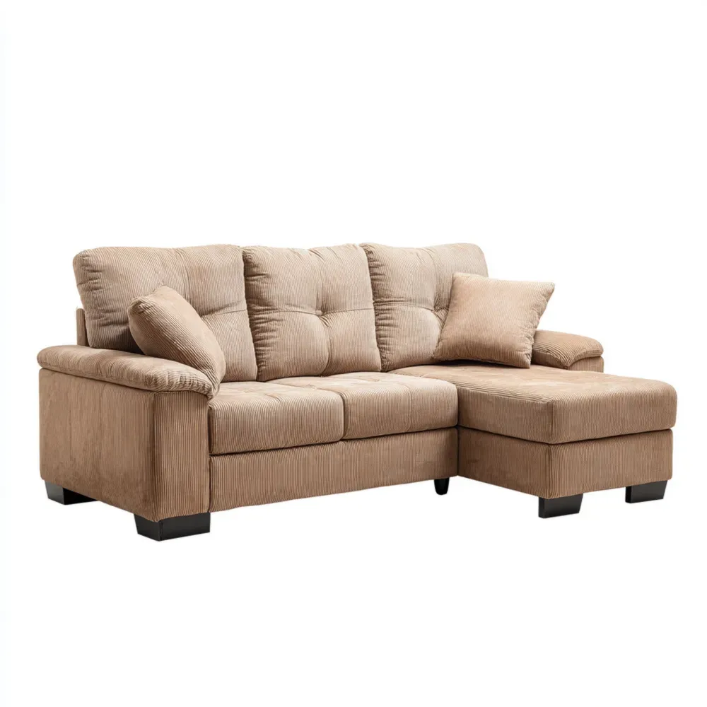 コーナーソファ 布製 220x85x90cm – ベージュ – モダンデザイン