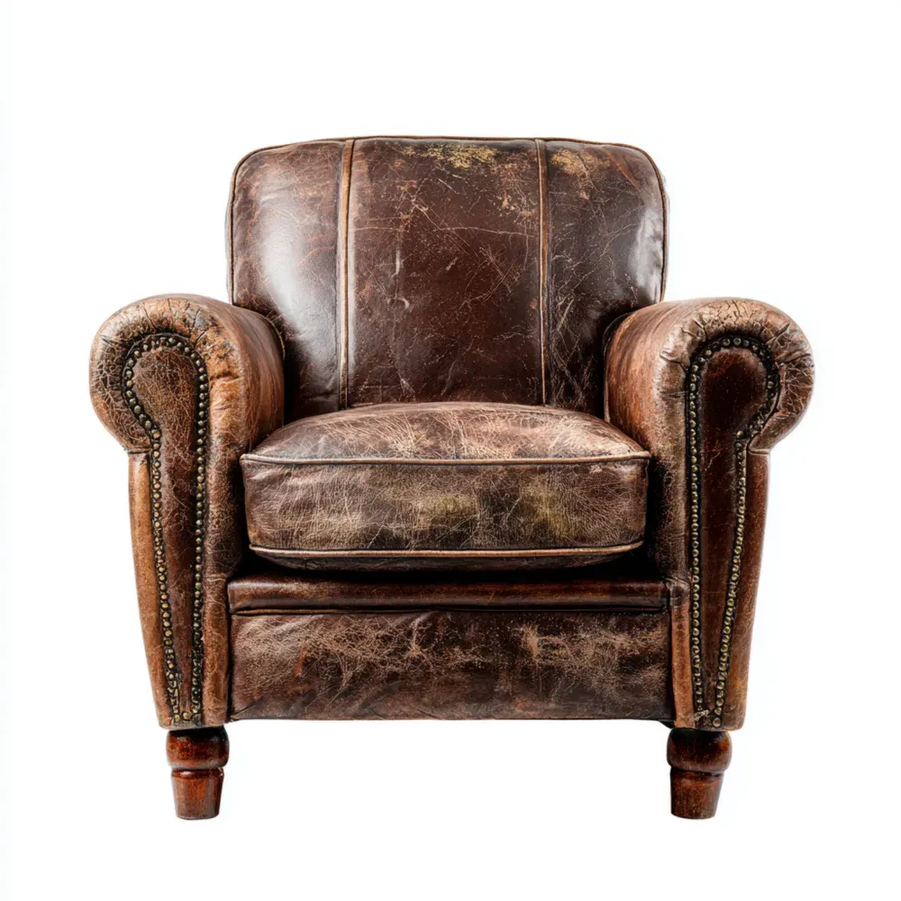アームチェア 本革 85x90x85 cm – ブラウン – クラシックデザイン