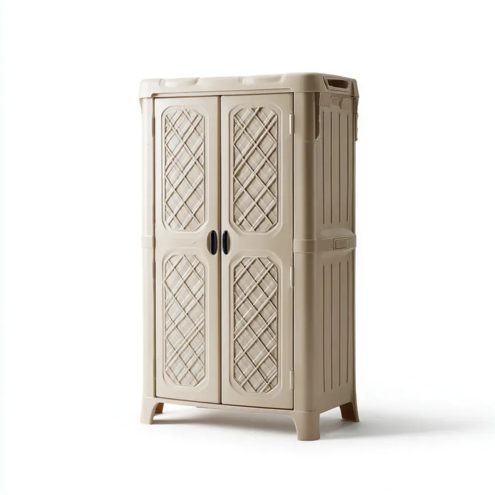屋外収納キャビネット プラスチック製 80x45x180 cm – ベージュ – 防水デザイン