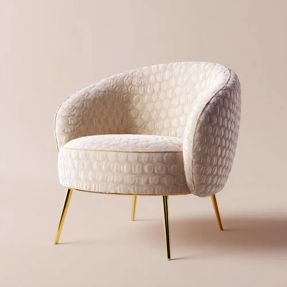 アームチェア ベルベット 75x70x80cm – アイボリー