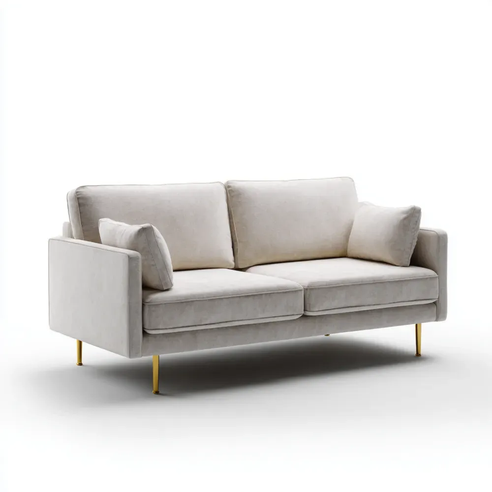 モダン3人掛けソファ 200x90x85 cm – ベージュ – ゴールドレッグ