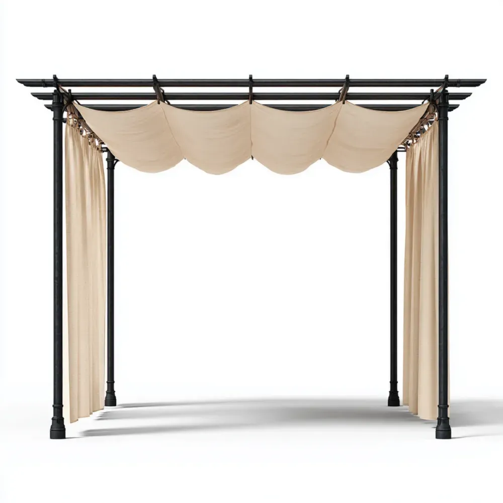 パーゴラ 金属製 300x300x260 cm – アイボリー – 庭用日よけ