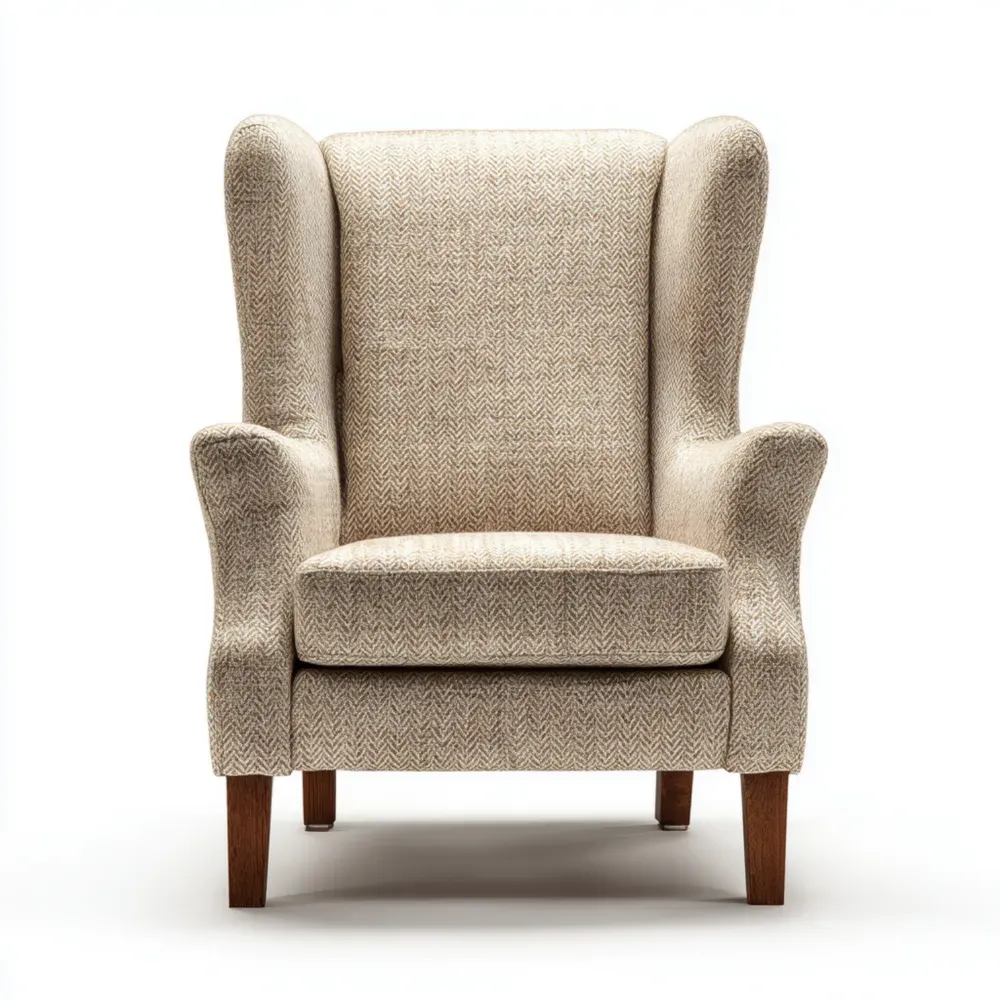 ウィングバックチェア 布製 75x90x100 cm – ベージュ – クラシックデザイン