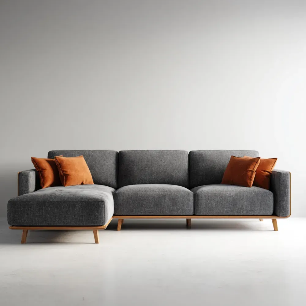 コーナーソファ 布製 250x90x80 cm – ダークグレー – モダンスタイル