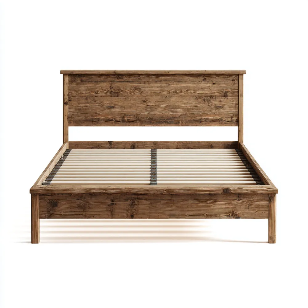 ベッドフレーム ウッド 150x200x80 cm – ナチュラルカラー – クラシックデザイン