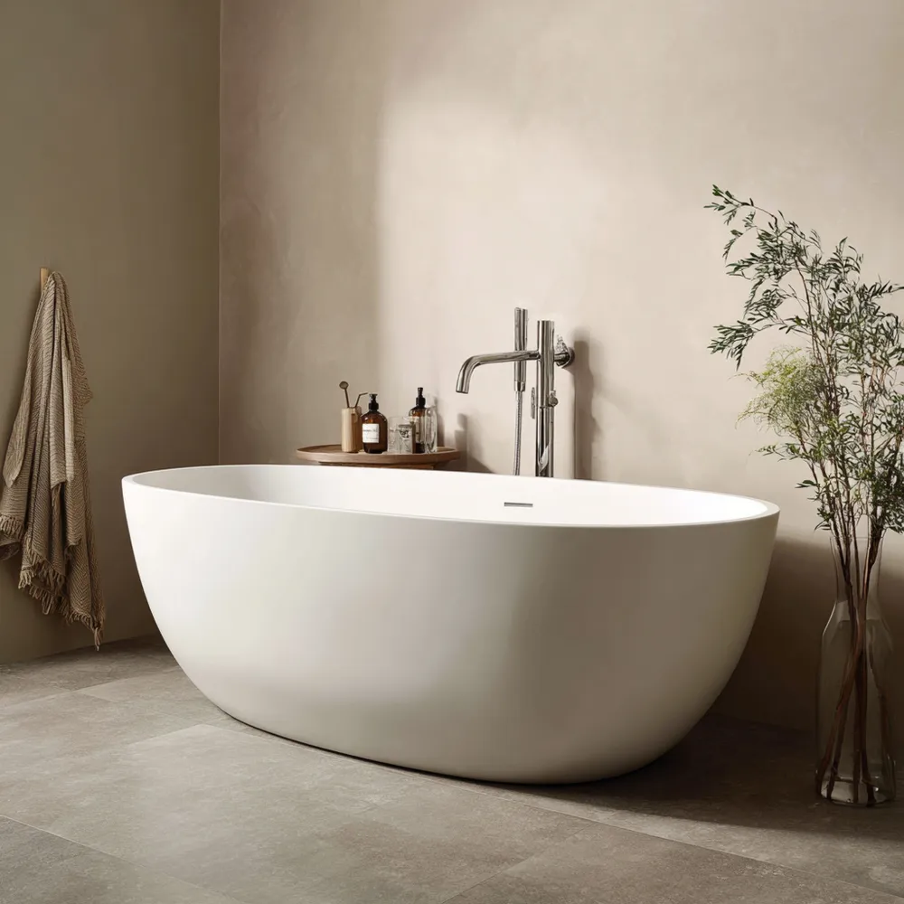 フリースタンディングバスタブ 170x80x60 cm – ホワイト – モダンデザイン