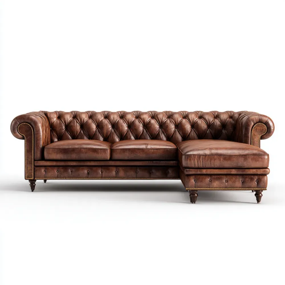 レザーコーナーソファ ヴィンテージスタイル 250x90x75 cm – ブラウン