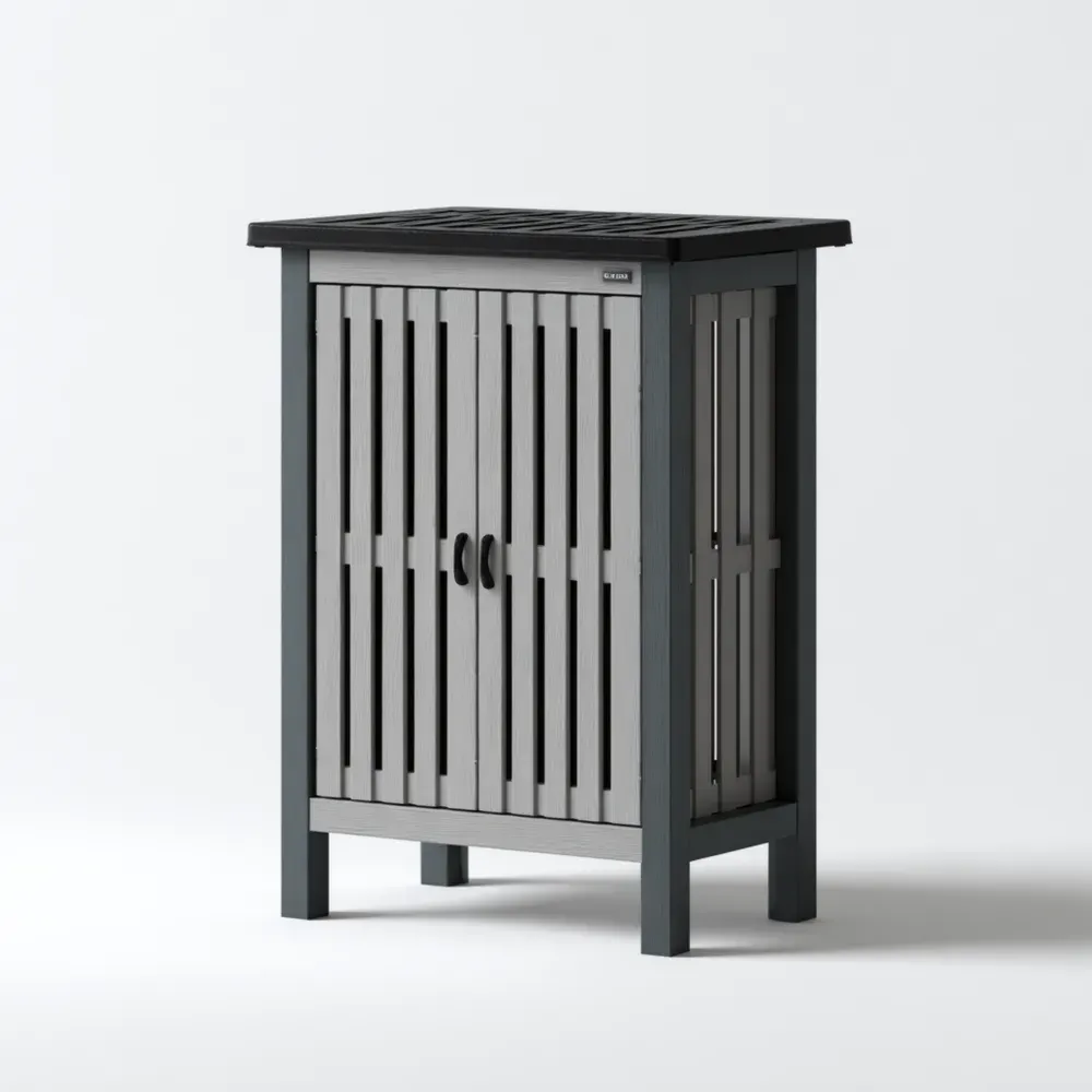 屋外収納キャビネット ウッドプラスチック複合材 60x35x90 cm - ダークグレー - 耐候性