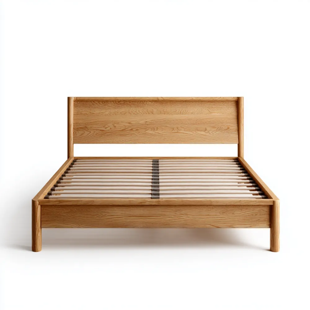 木製ベッドフレーム 210x160x90cm ナチュラルカラー モダンデザイン