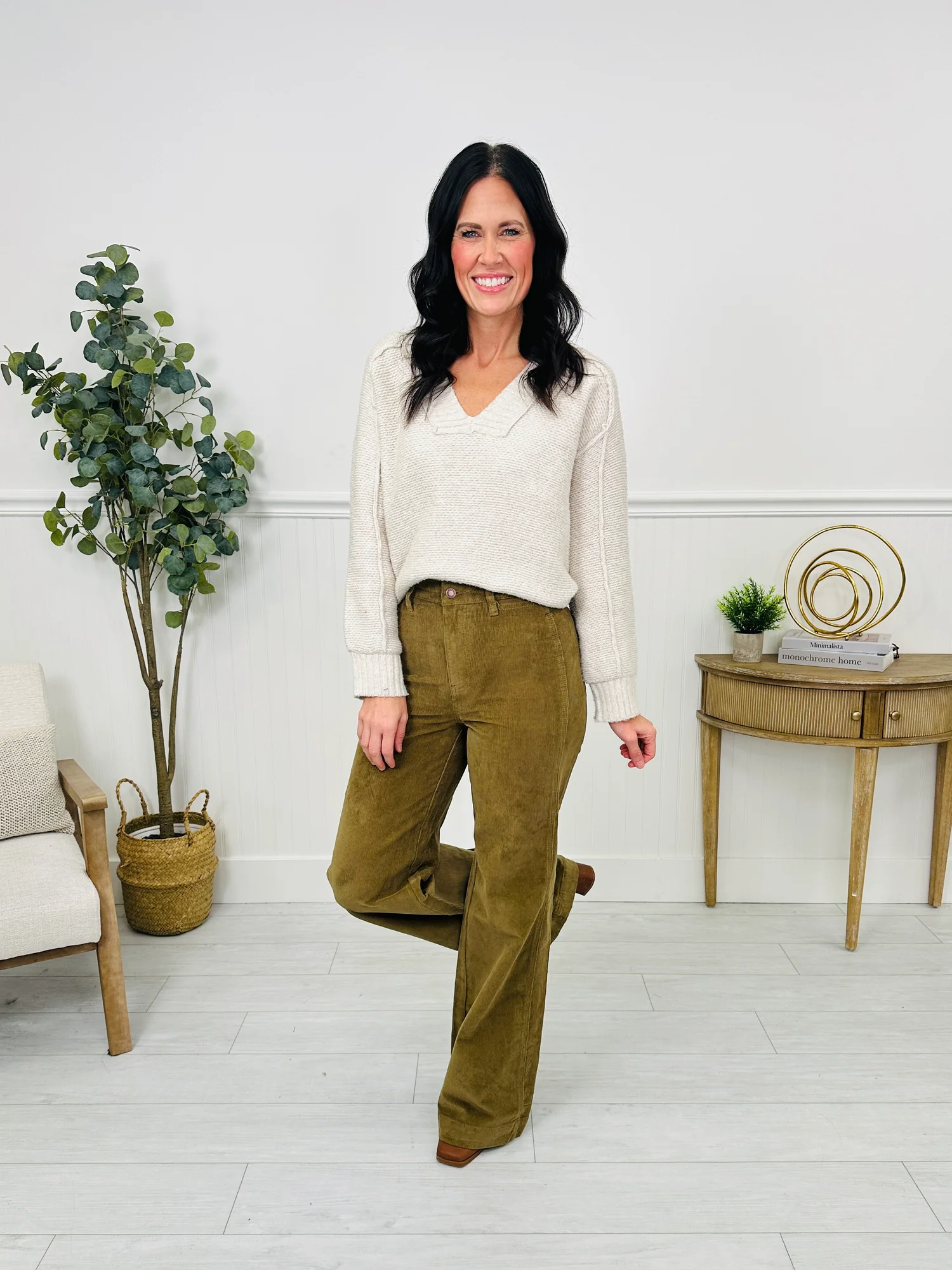 (Pack of 2) Judy Blue Olive Obsession Retro Wide Leg Corduroy Jeans