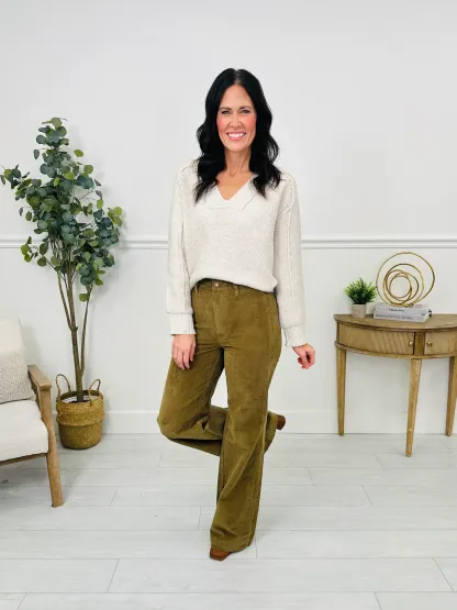 (Pack of 2) Judy Blue Olive Obsession Retro Wide Leg Corduroy Jeans