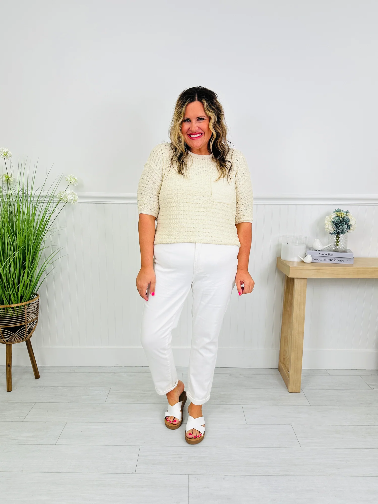 (Pack of 2) Judy Blue Perfect Match White Double Cuff Boyfriend Jeans in Reg/Curvy