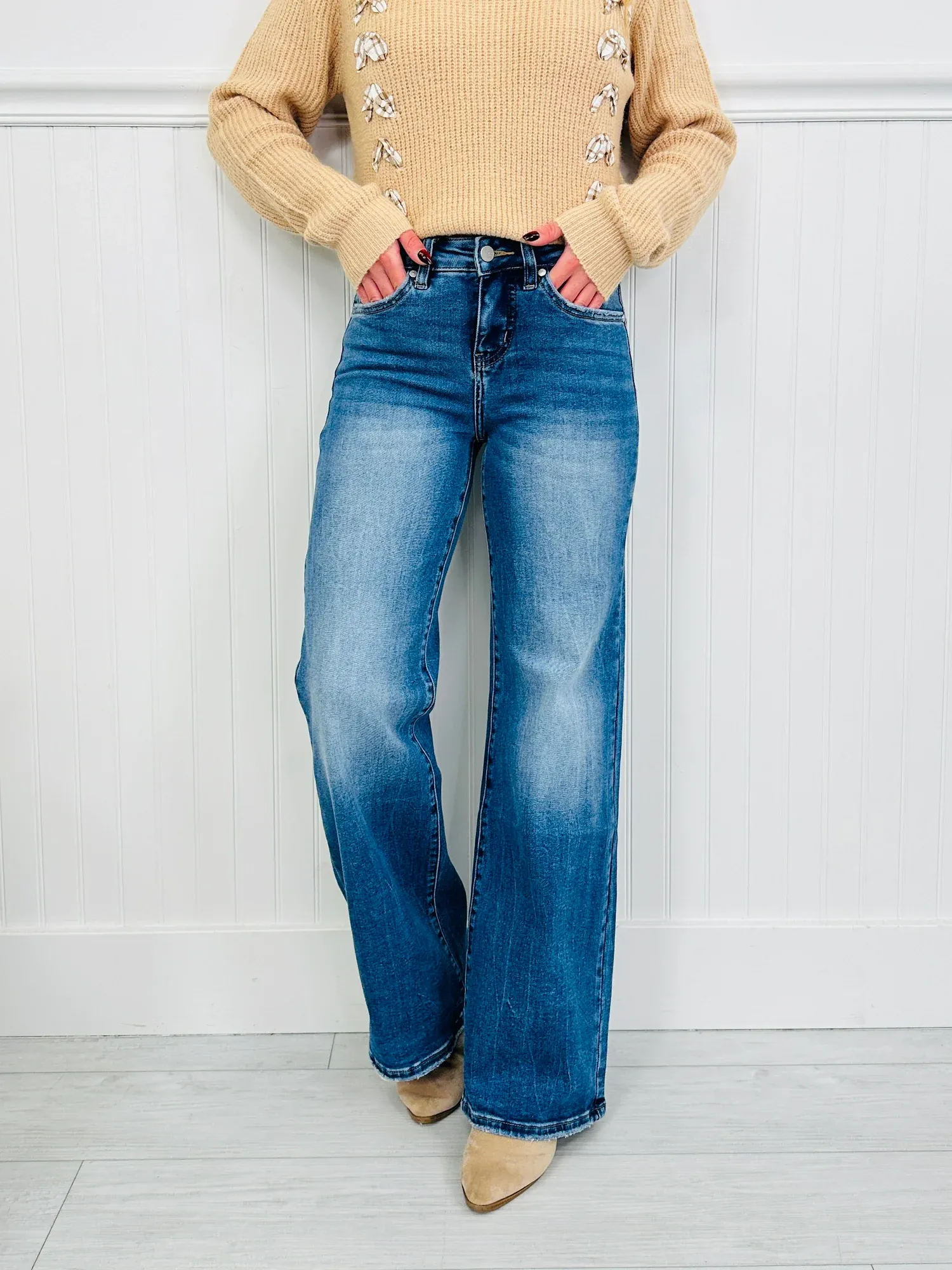 (Pack of 2) Just Four You Tummy Control Wide Leg Jeans in Four Inseams