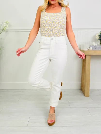 (Pack of 2) Judy Blue Perfect Match White Double Cuff Boyfriend Jeans in Reg/Curvy