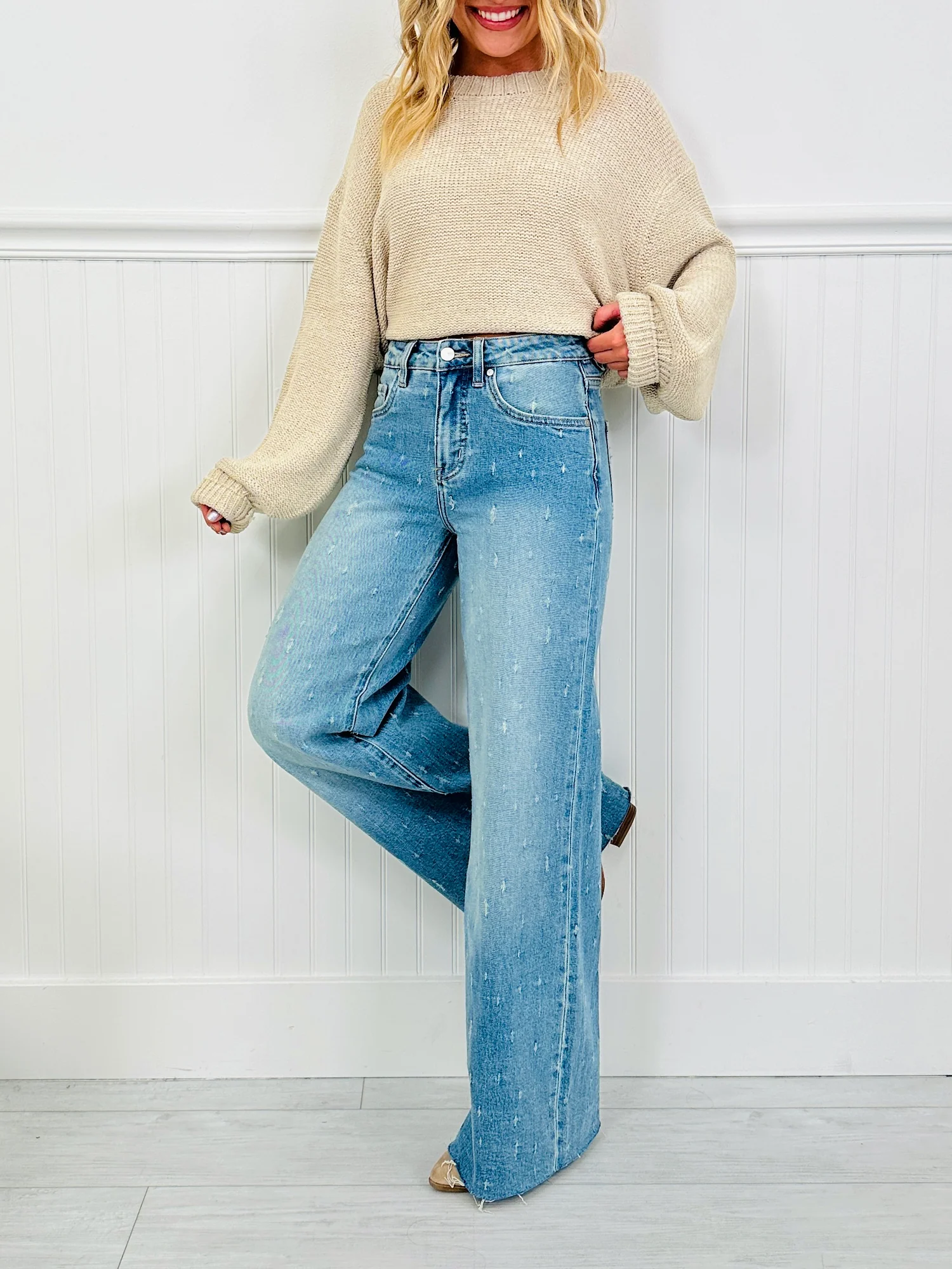 (Pack of 2) Cat Scratch Fever Tummy Control Wide Leg Jeans