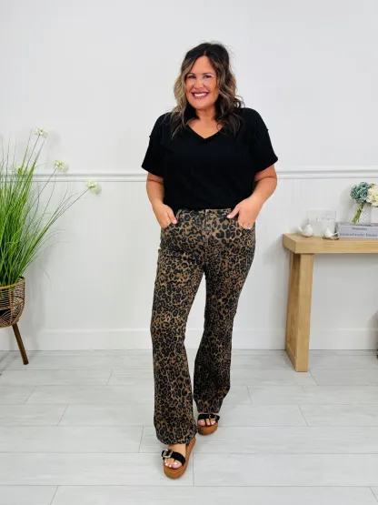 (Pack of 2) Judy Blue Leveled Up Leopard Bootcut Jeans