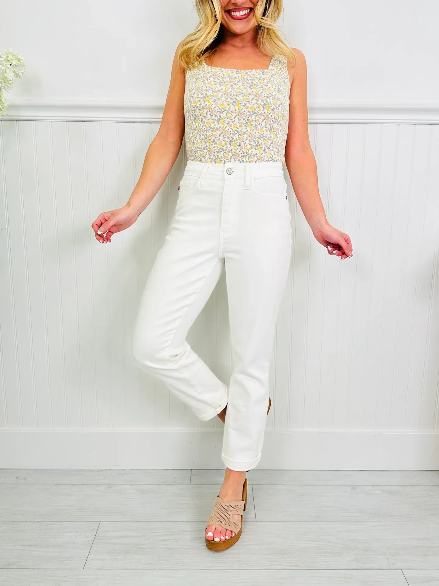 (Pack of 2) Judy Blue Perfect Match White Double Cuff Boyfriend Jeans in Reg/Curvy