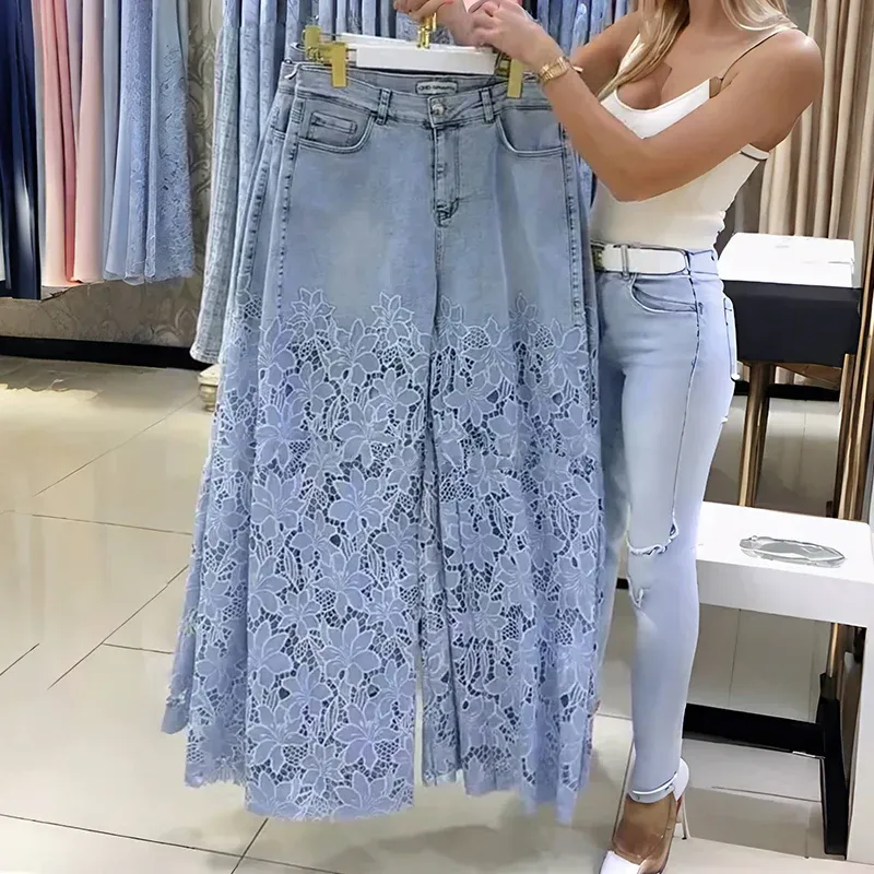 (Buy 1 Get 1) 💃Summer Fashion Forward🌸Fashion Lace Patchwork Denim Jeans