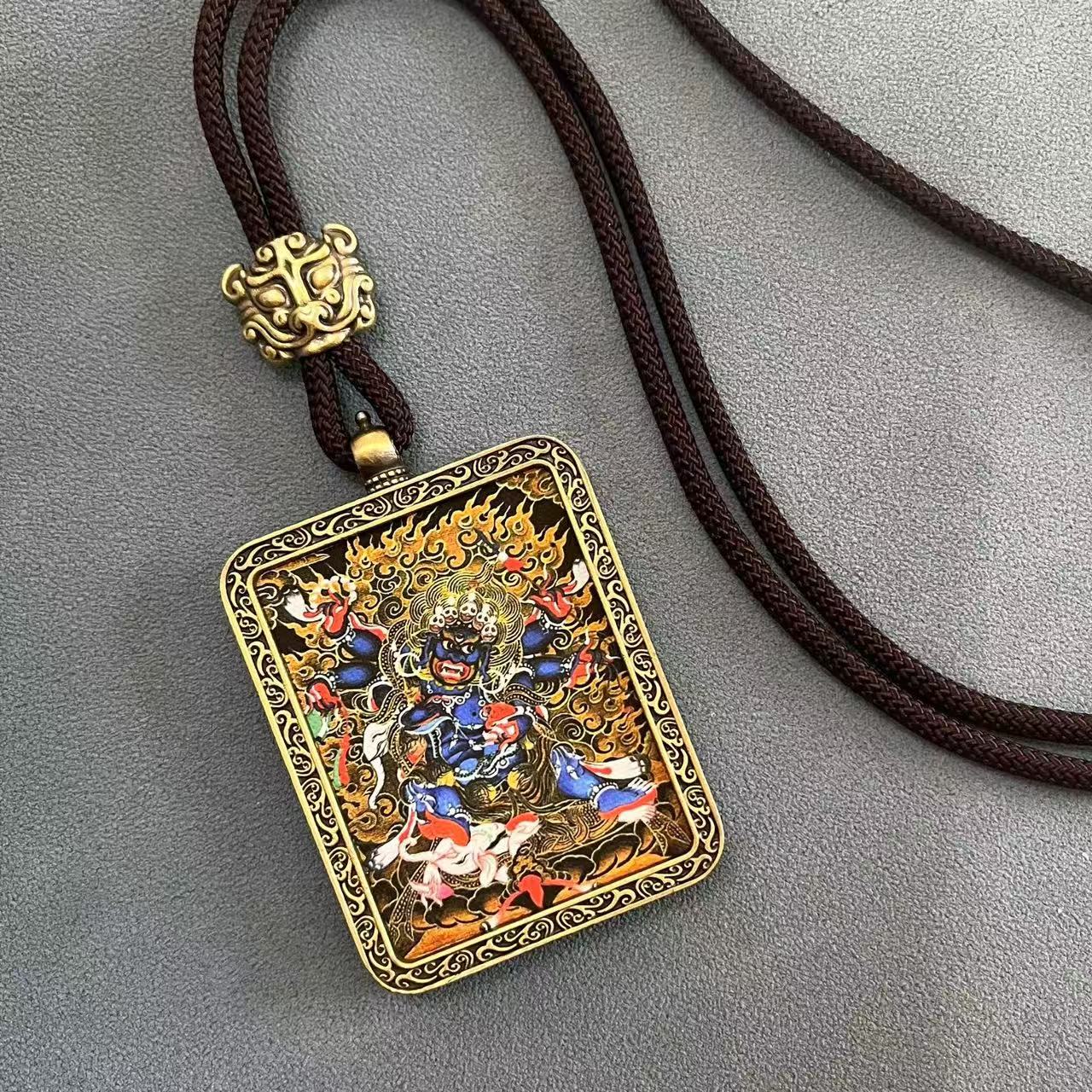 AURA authentic hand-painted Thangka pendant necklace for spiritual protection