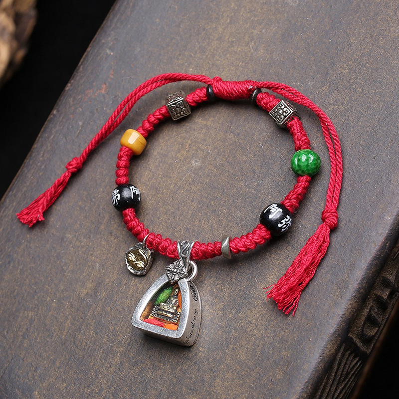 Tibetan Gau Box Charm Braided Bracelet for Men & Women