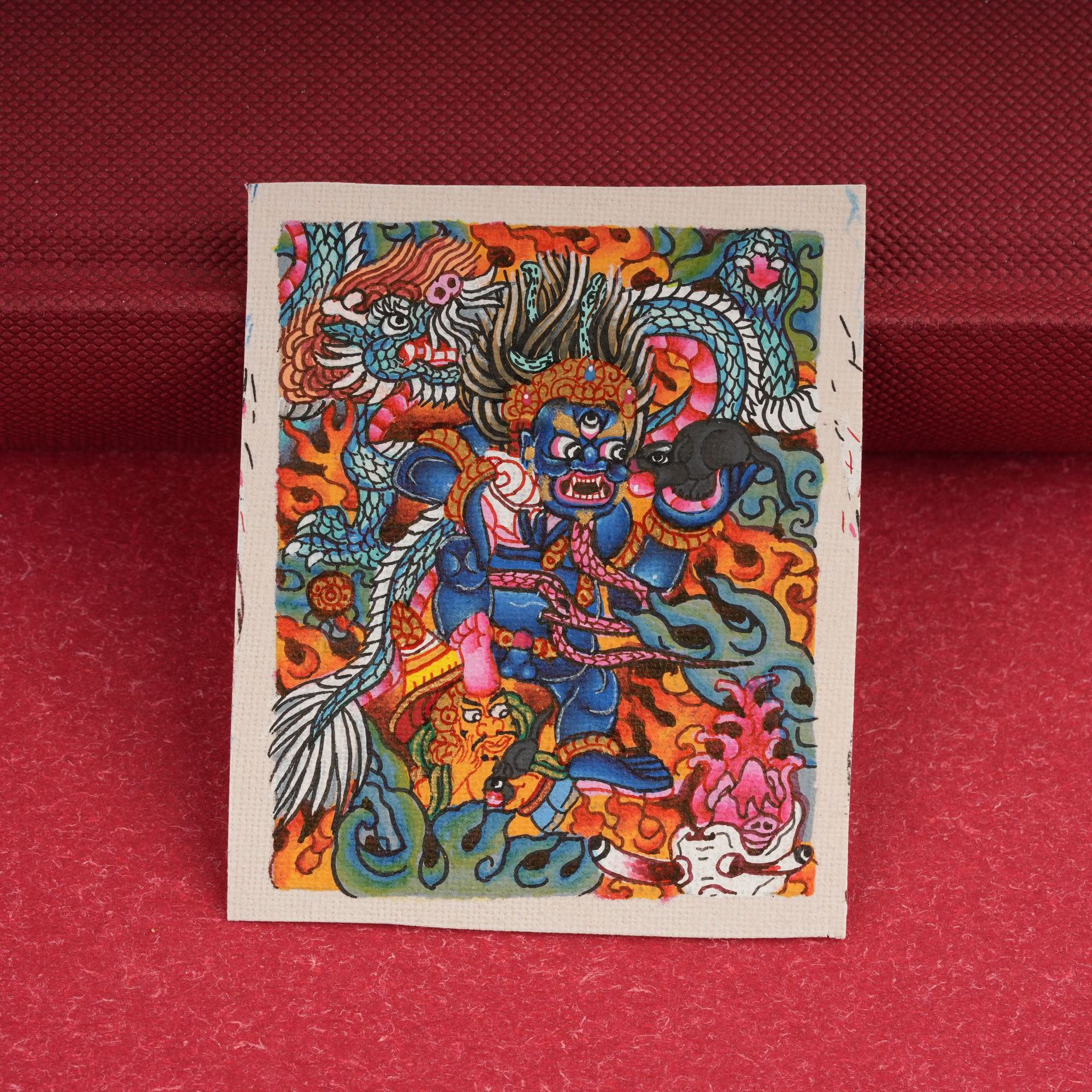 Black Jambhala with Blue Dragon & Flaming Halo