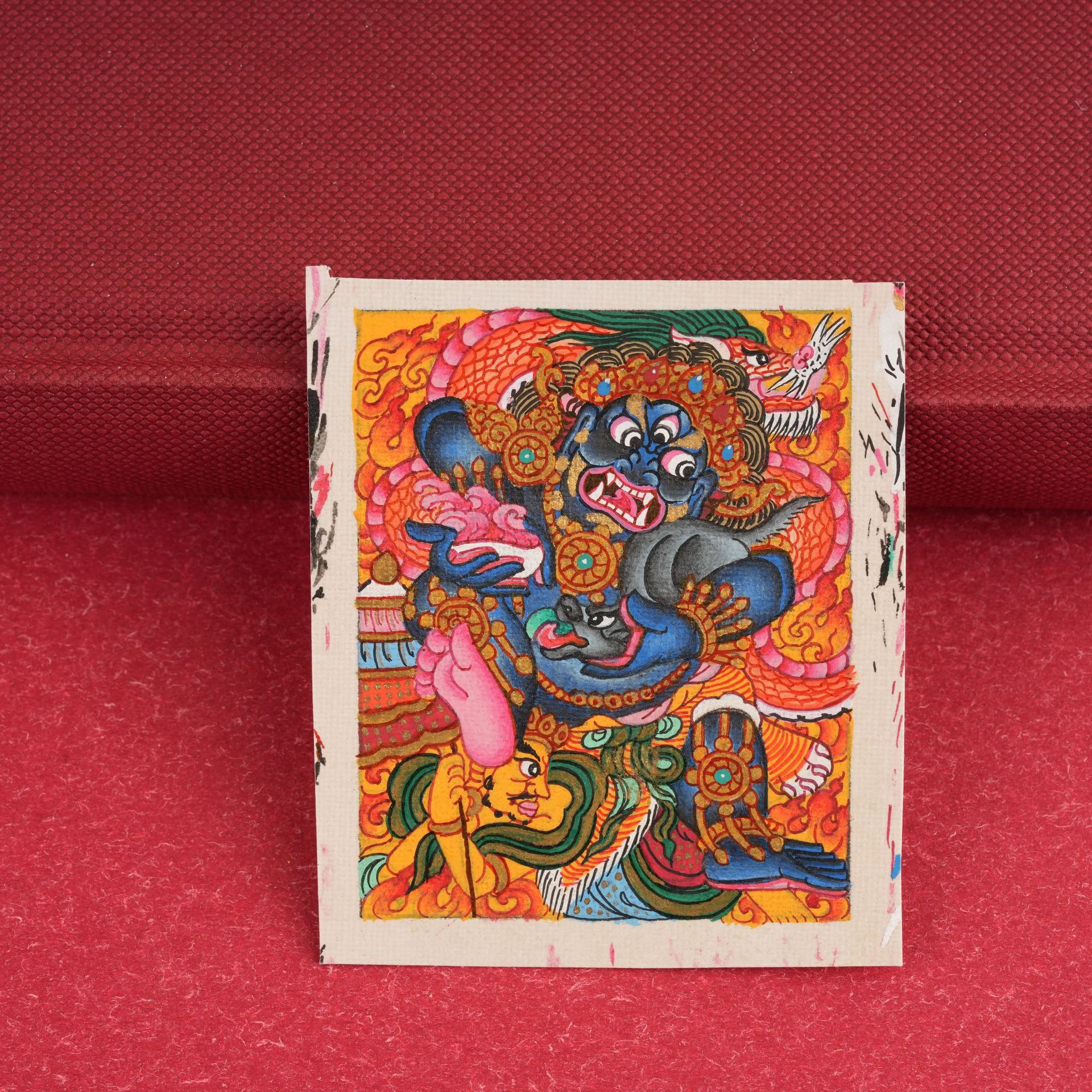 Black Jambhala with Red Dragon & Wealth Symbols