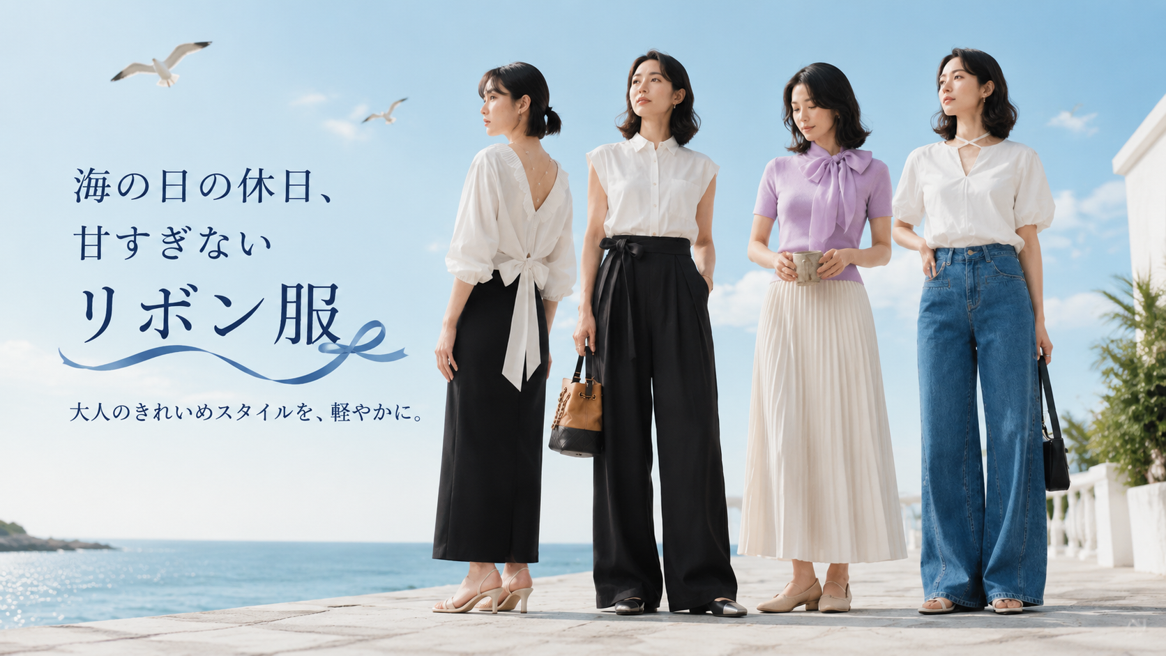 甘すぎない夏の上品コーディネート｜海の日に着たい大人のリボンスタイル-sosove