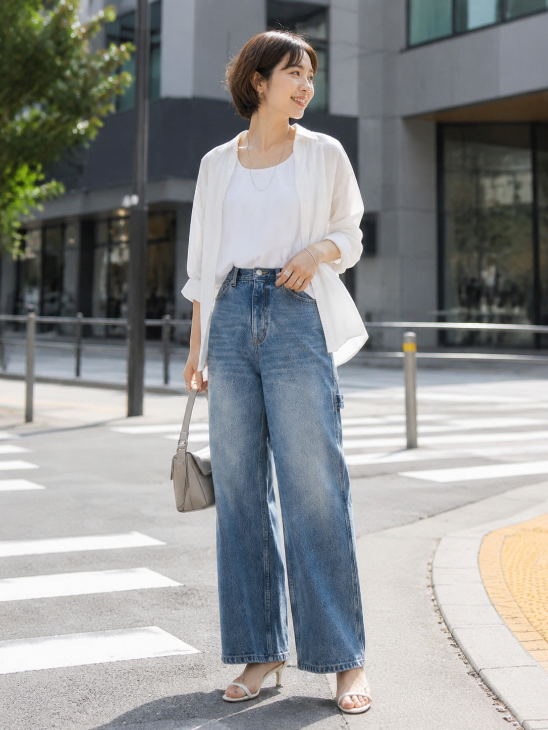 ハイウエスト ワークテイスト コクーンシルエット デニムパンツ
