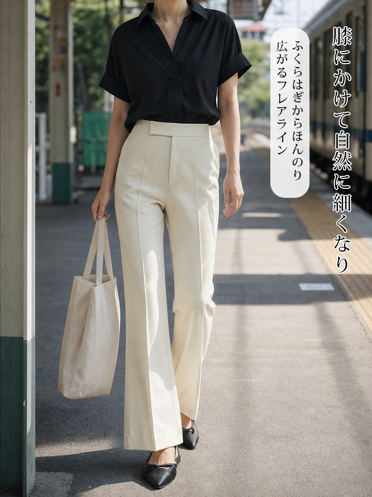 【快適なドレープ平織り生地】大人の女性のための上品で質感のある通勤着