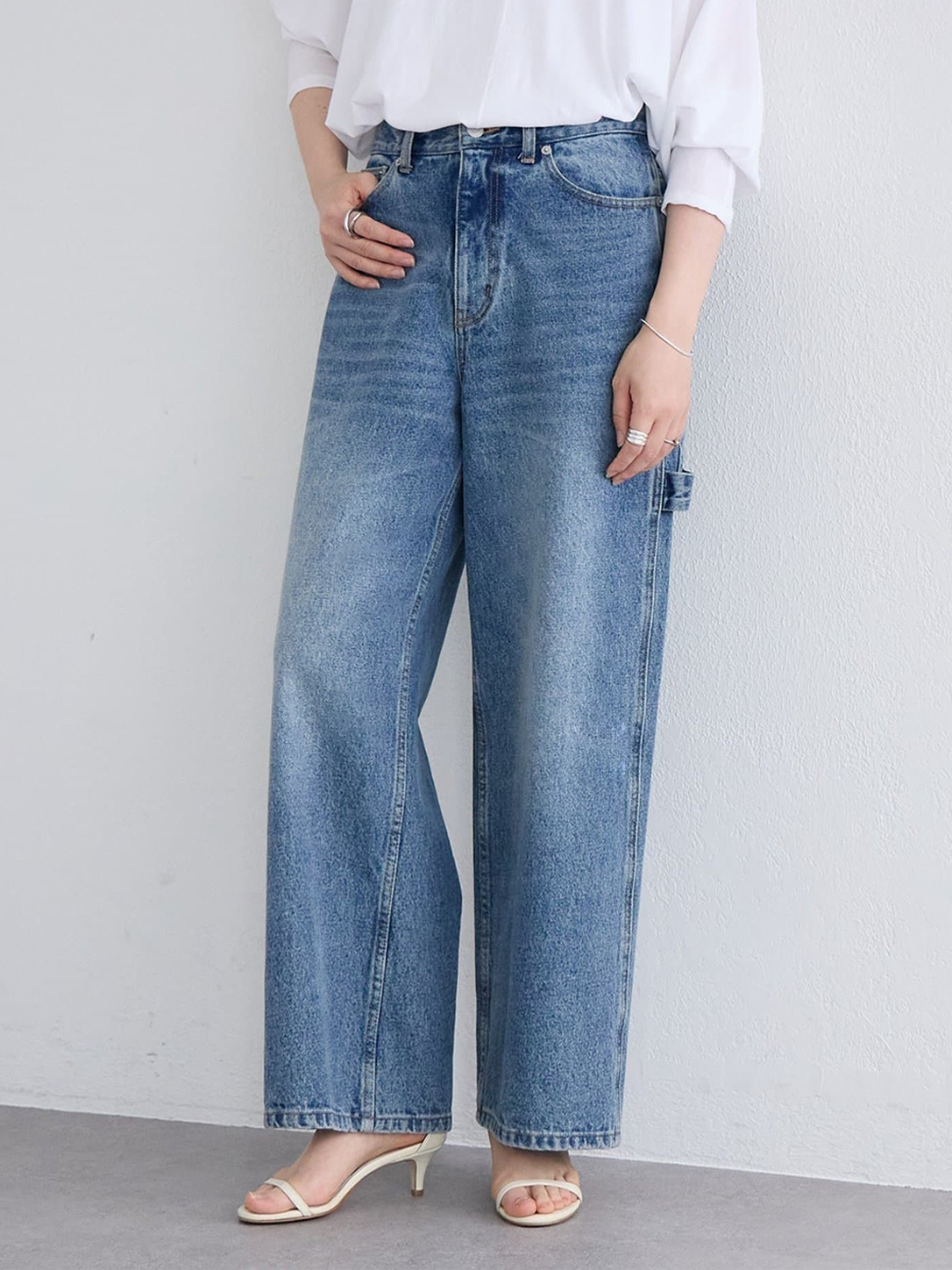 ハイウエスト ワークテイスト コクーンシルエット デニムパンツ