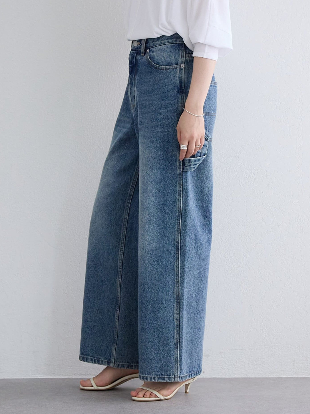 ハイウエスト ワークテイスト コクーンシルエット デニムパンツ