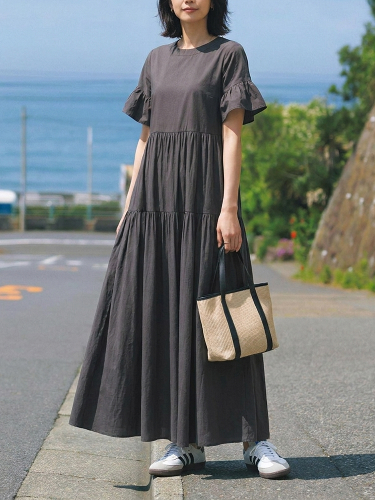 【ゆったりシルエットでマタニティの方にも対応】極上の快適素材、かわいいお出かけコーデ
