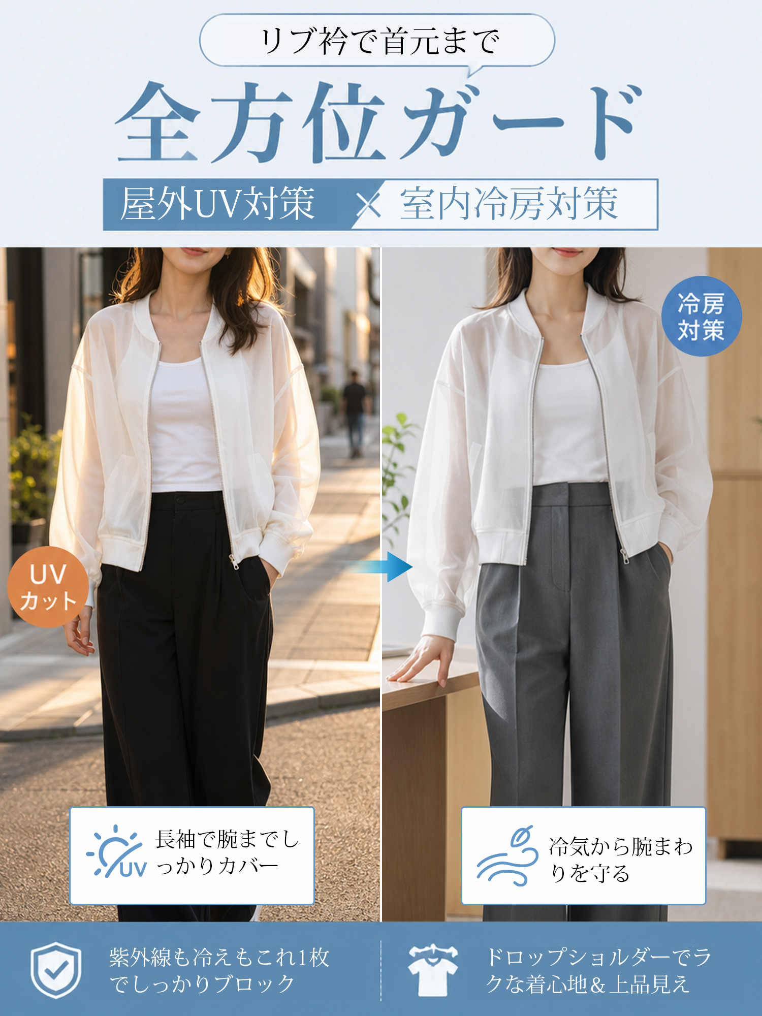 【日焼けケア×美しさ】ゆったりベースボールUVアウター