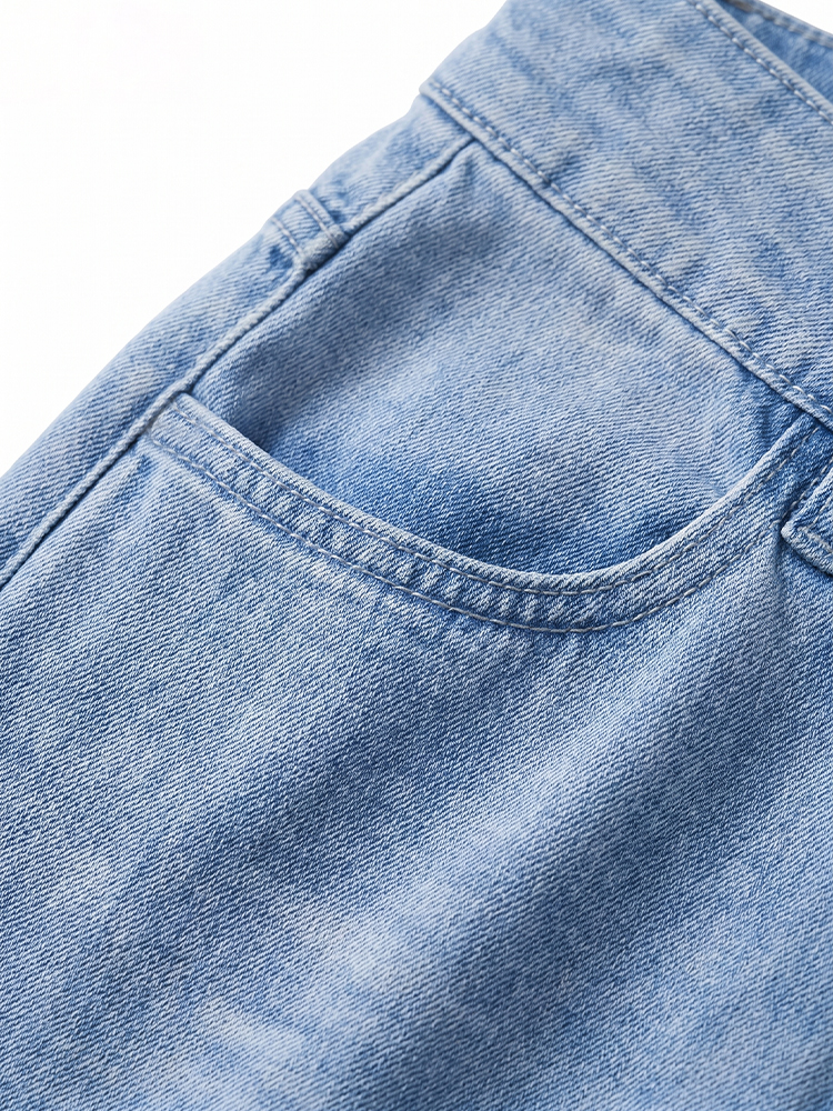 【ダブルボタン】超軽量・素肌感覚のテンセルデニムワイドパンツ  快適さとおしゃれの完璧な融合。夏の爽やかさを存分に楽しめる一着。"