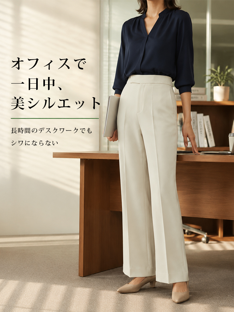 【快適なドレープ平織り生地】大人の女性のための上品で質感のある通勤着