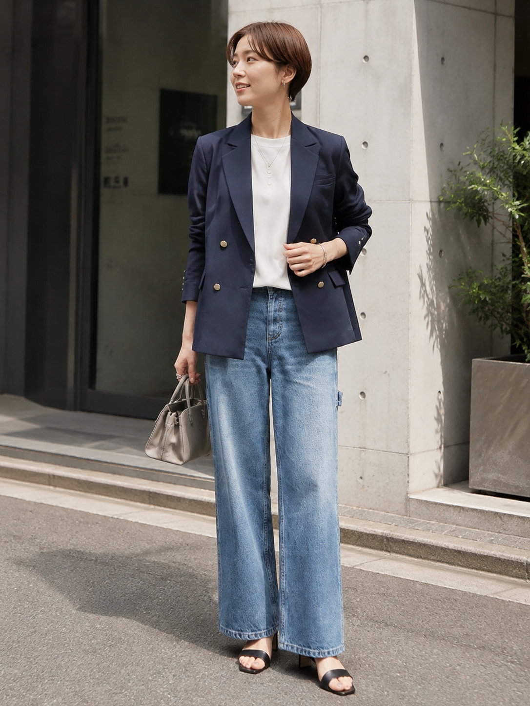 ハイウエスト ワークテイスト コクーンシルエット デニムパンツ