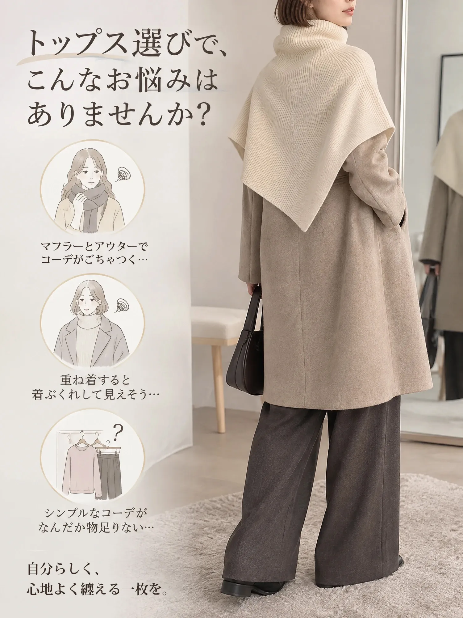 【秋冬ソフトストール・ショール一体型 合わせやすい万能アウター】