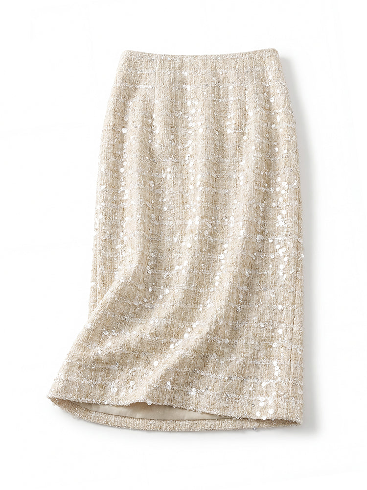 ハイウエストラメツイードショートスカート