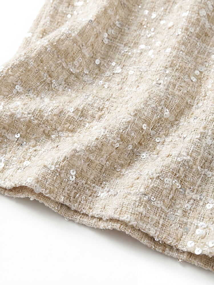 ハイウエストラメツイードショートスカート