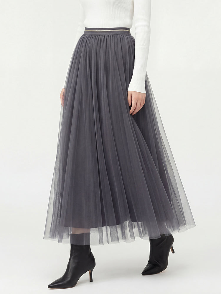 スリムチュールフレアスカート