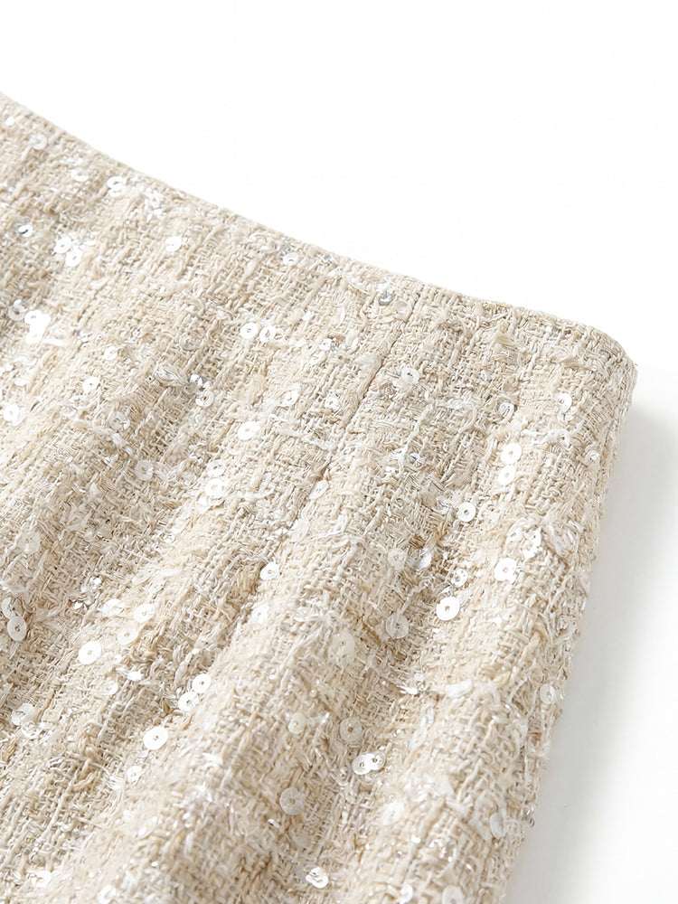 ハイウエストラメツイードショートスカート